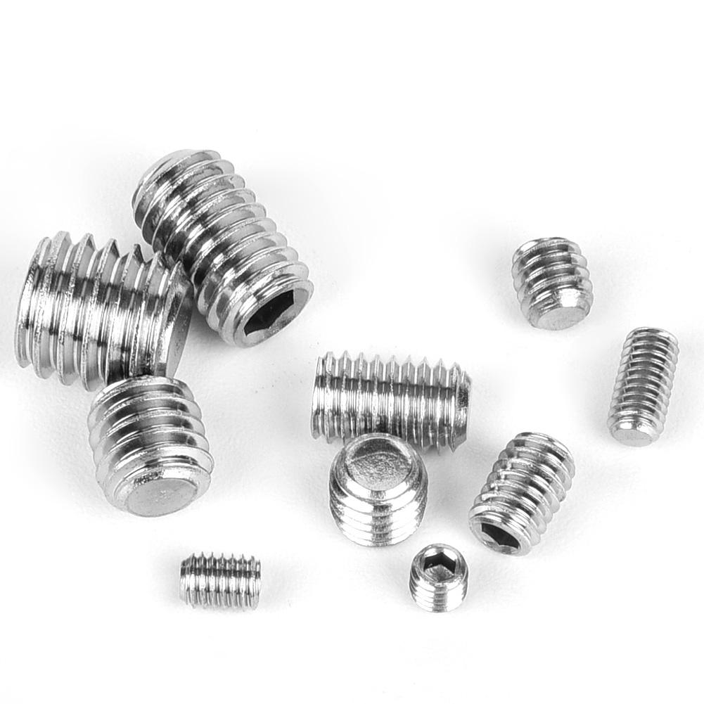 Zestaw 245 szt. śrub bez łba ze stali nierdzewnej z gniazdem sześciokątnym i wklęsłym końcem