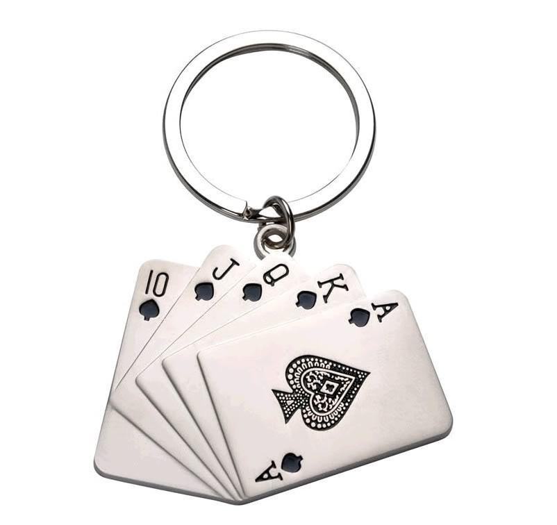 Special Classic 3D Poker 10JQKA Toilet Tool Model Key Chain Playing Card Keyring Keyfob Gift for Lover