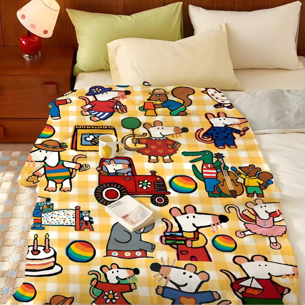 Cartoon M-Maisy M-Mouse Throw Flannel Throw Blanket, Lightweight Cozy, Durable Washable Cute Cool