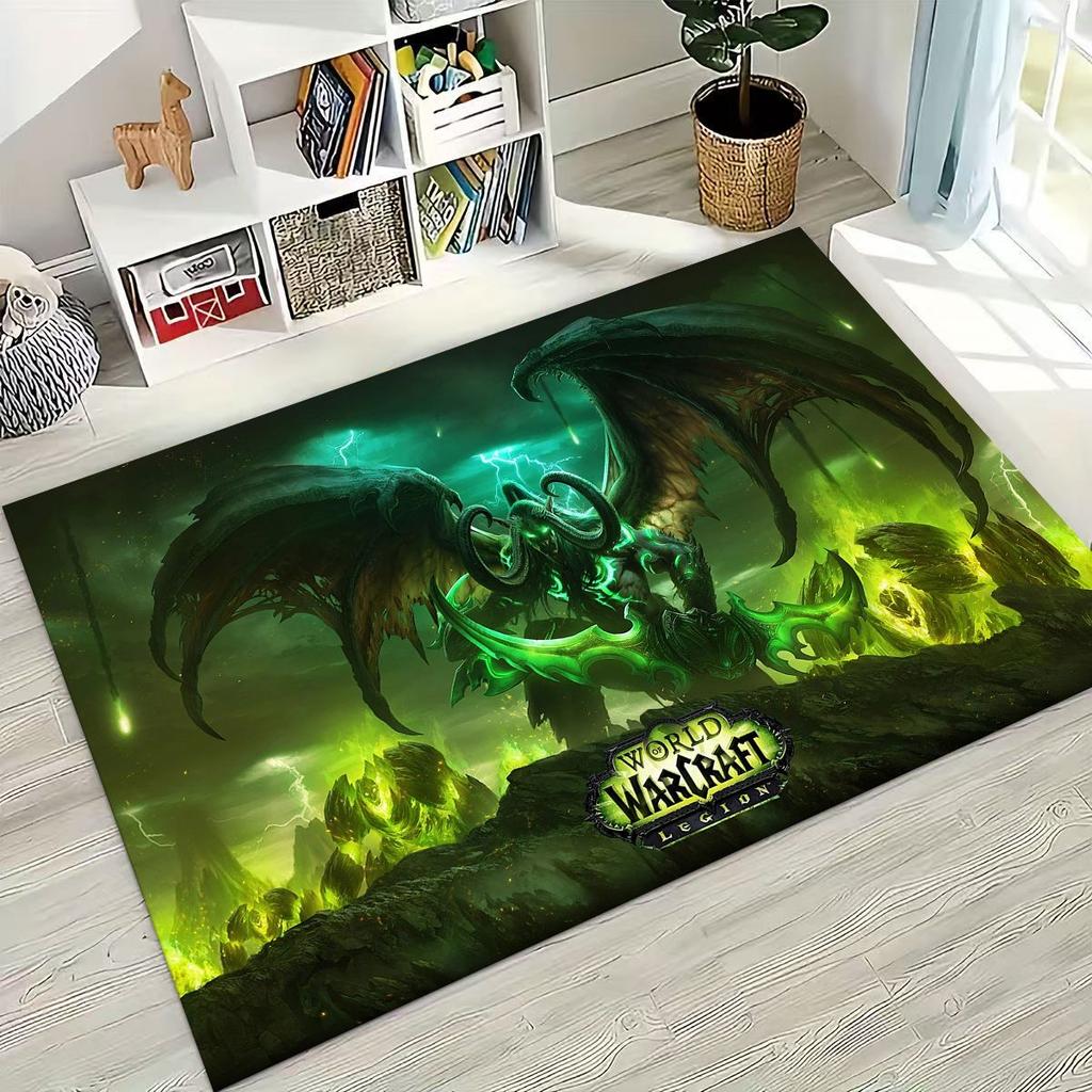 WOW World of Warcraft Arthas Demon Illidan Sylvanas Rug for Bedroom Living Room Sofa Home Doormat Decor, Kids Non-slip Floor Mat