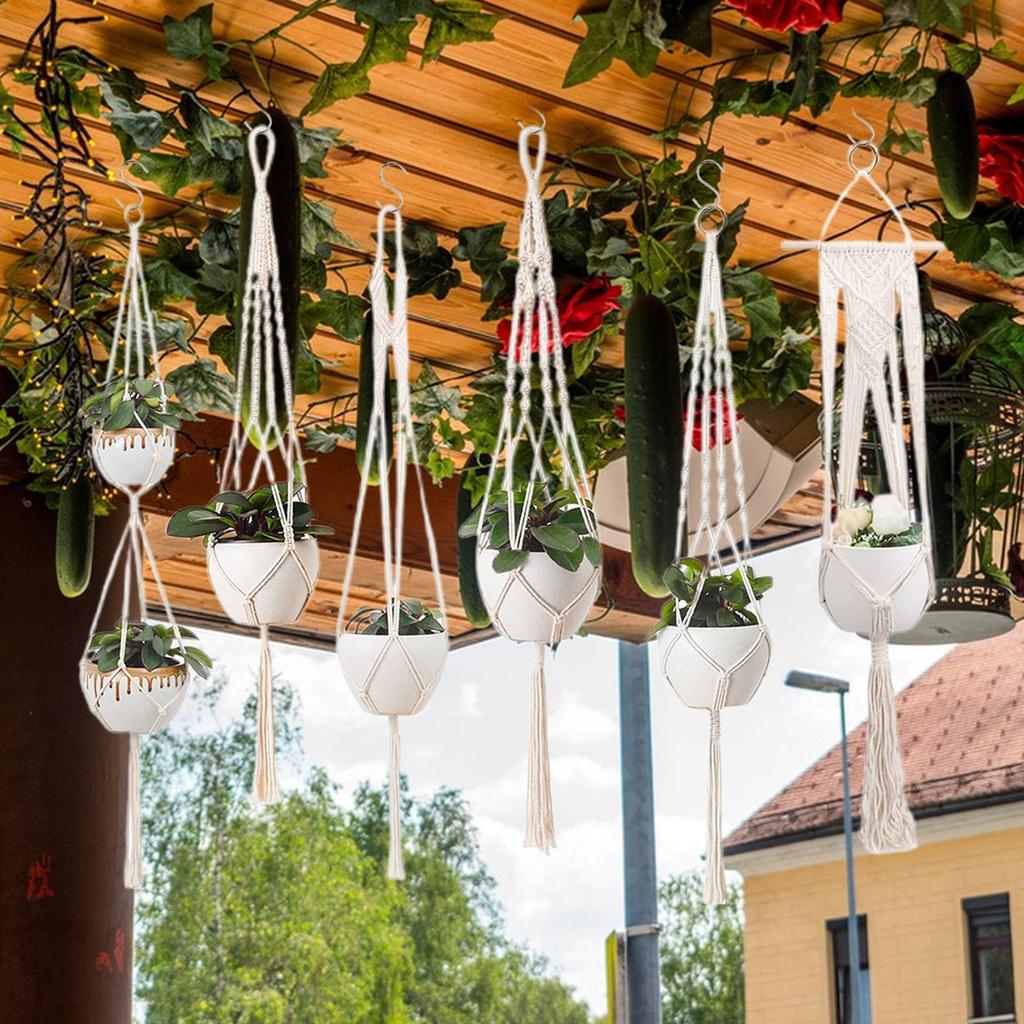 Hanging Plant Handmade Macrame Plant Hanger Flower Pot Planter Hanger Wall Decor Courtyard Garden Hanging Planter Hanging Basket