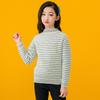 Girl's fine striped faux mink fur pullover sweater