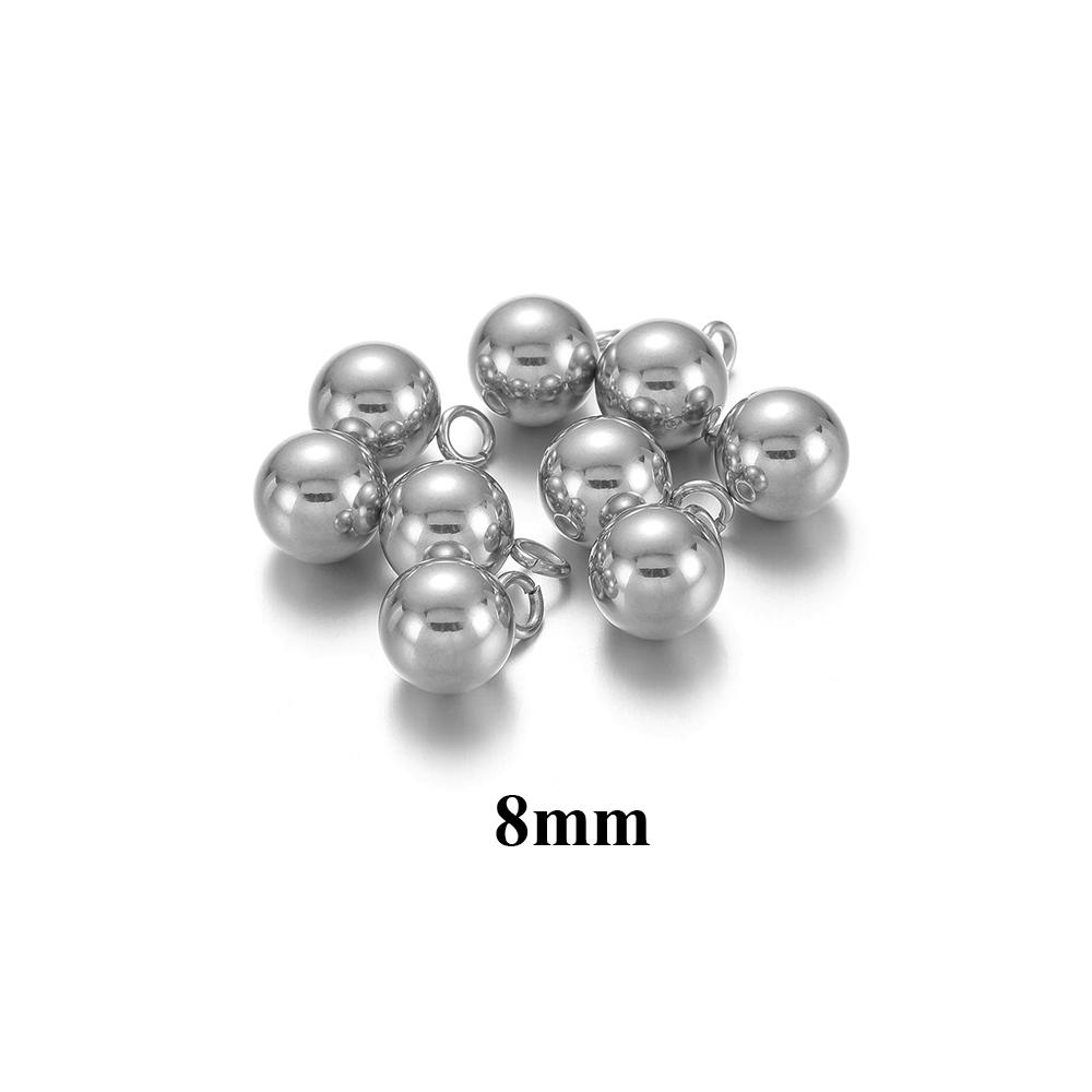 20pcs Stainless Steel Solid Ball Beads Charms Pendants Necklace Making DIY Jewelry Earrings Findings Bracelets Supplies