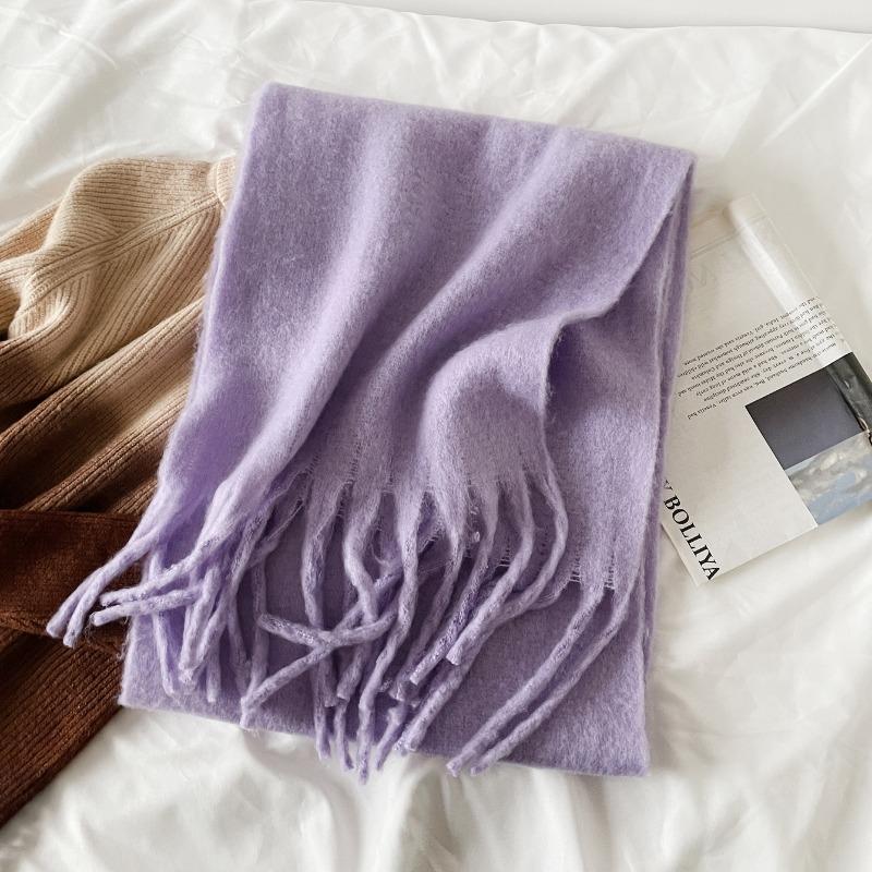 New mohair scarf vacuum packaging women's autumn and winter solid color warm scarf