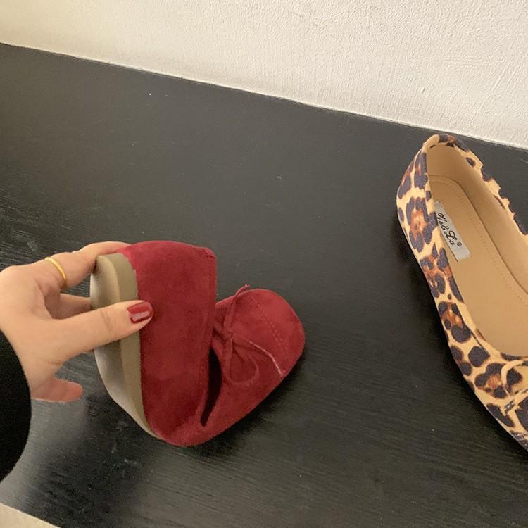 French bow round head ballet shoes fairy shoes flat gentle evening shoes spring and autumn new women's small single shoes