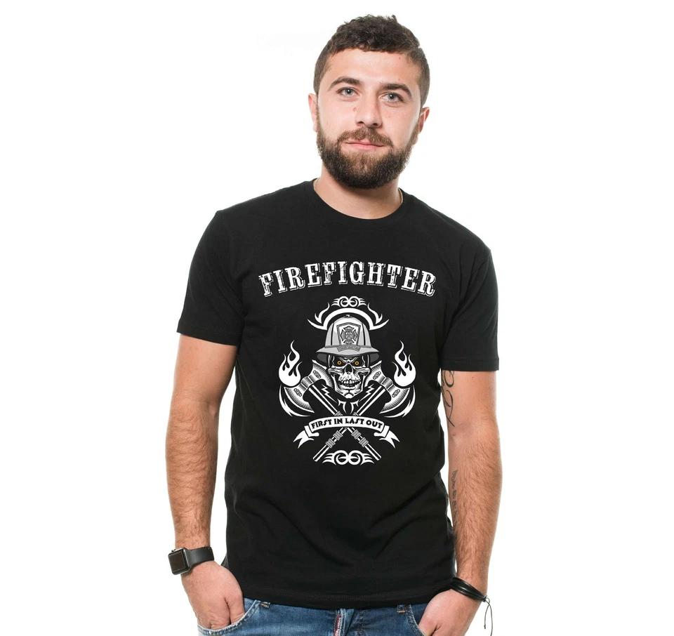Mens Firefighter T-Shirt Firefighter SKull Logo Shirt Firefighting Gifts For Men S