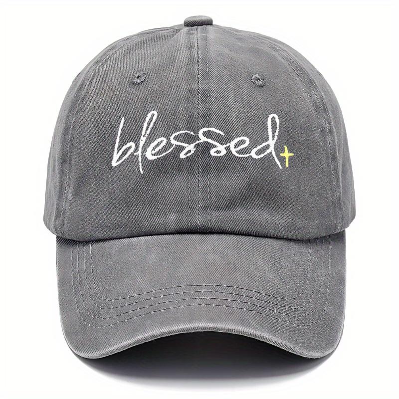 Blessed Embroidered Washed Baseball Cap  Adjustable Dad Hat with Curved Brim for Fishing Outdoor Activities  Casual Wear