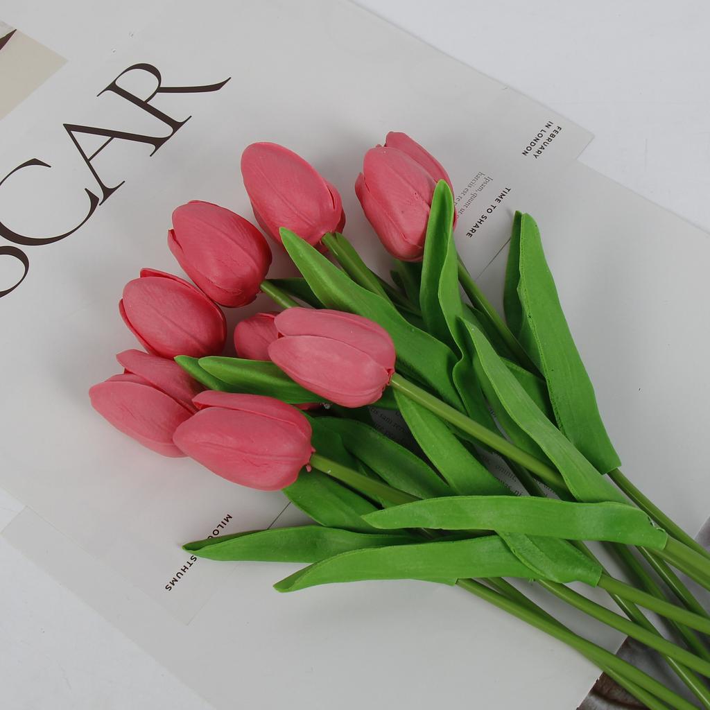 10 Pcs Tulips Simulated Flower Wedding Fake Flower Bouquet Shooting Props Home Living Room Decoration PU Simulated Flower