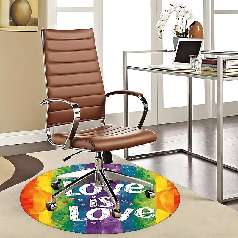 

1pc Love is Love Rainbow Round Carpet Office Chair Mat, Anti Slip Rug for Home Decor, Living Room, Bedroom, Game Room, Anime Design, Festival Gift 80cm