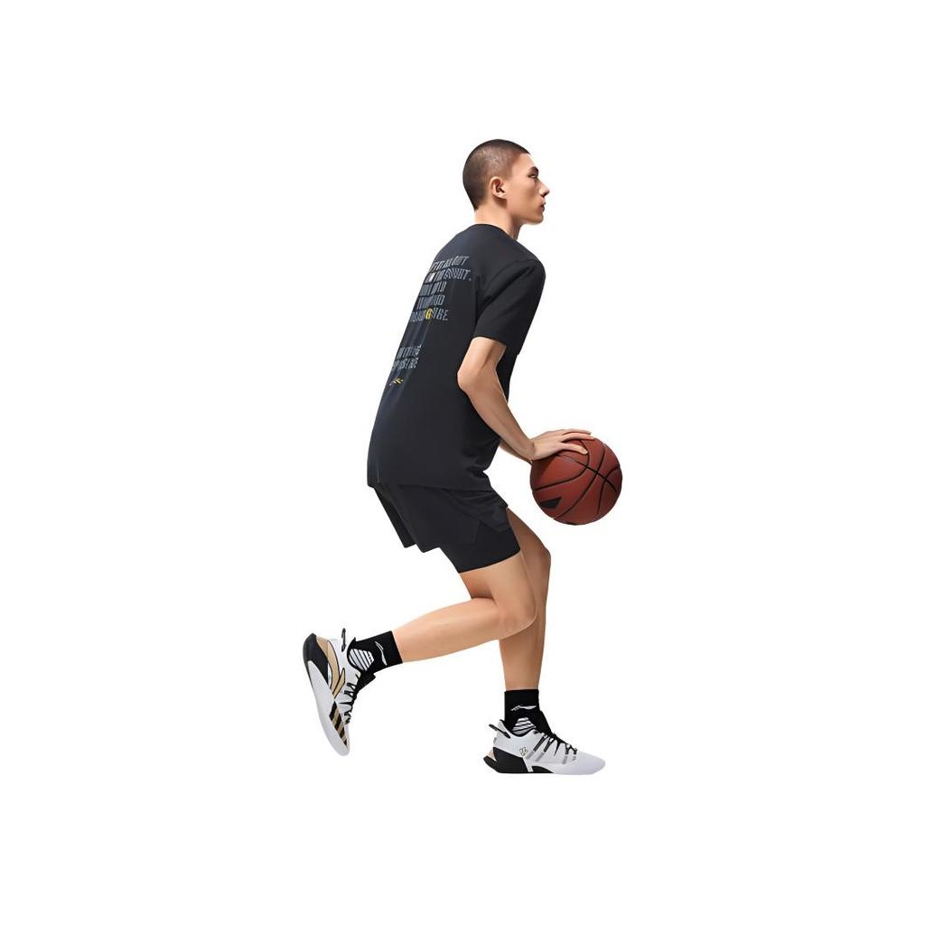 Li Ning Professional Basketball Series Solid Color 2 In 1 Sports Shorts Men Shorts Black AAPT085-1