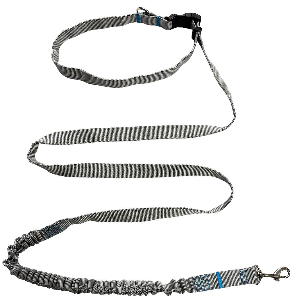 Dog Leash with Shock Absorber 380cm GRAY Adjustable HandsFree Made in Poland