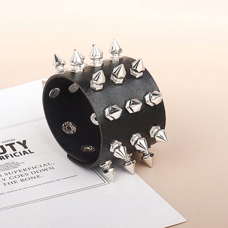 Punk Gothic Style Rivet Spike Leather Bracelet