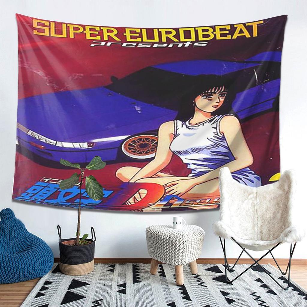 Initial D Mako Super Eurobeat Anim Tapestry Decoration Art Aesthetic Tapestries for Bedroom Home Wall Cloth Wall Hanging