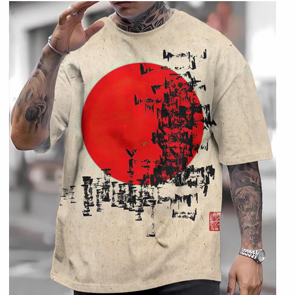 Men's T-shirt short-sleeved tops Japanese style Ukiyo-e clothing