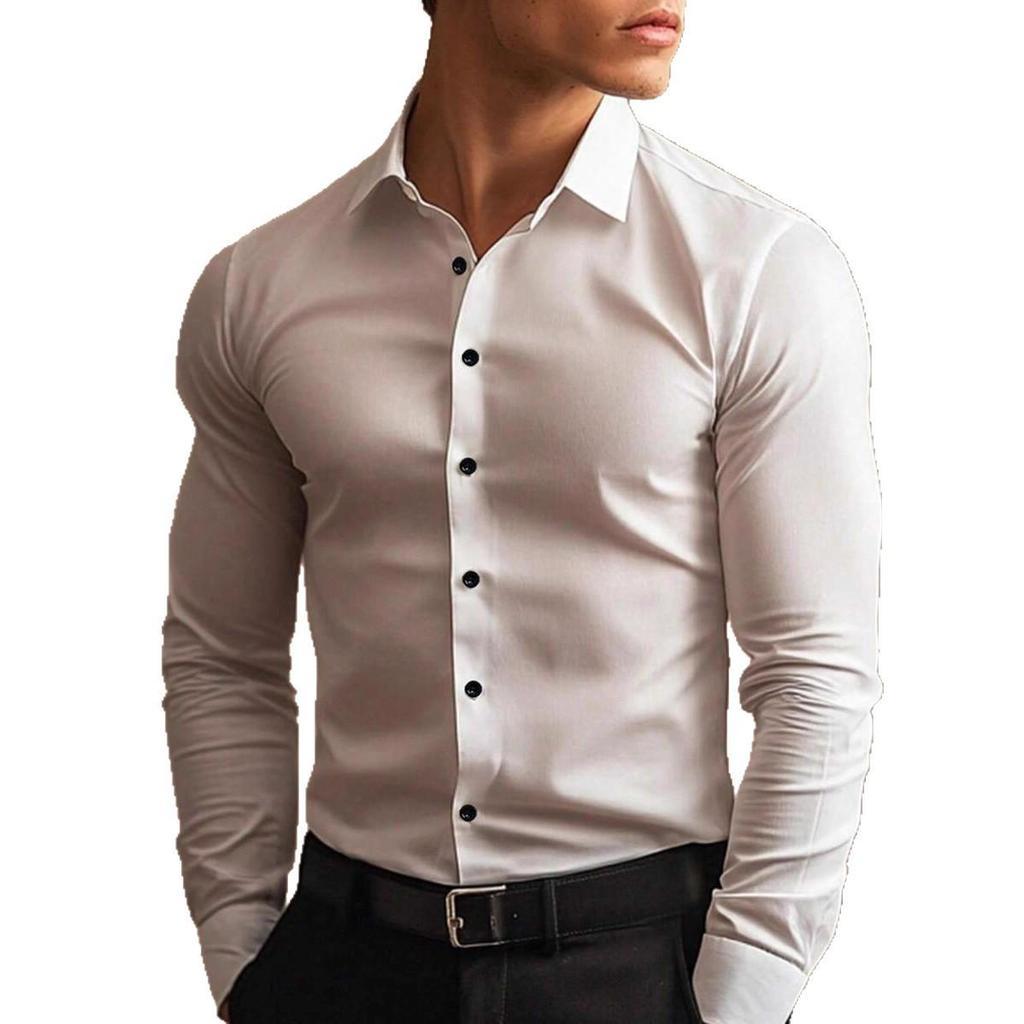 Men's Korean Style Slim-Fit Long-Sleeved Professional Shirt - Non-Iron, Handsome Formal Wear