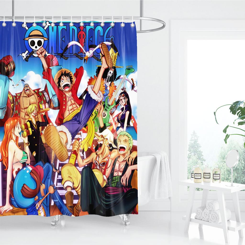 One Piece Anime Shower Curtain, Bathroom Accessories, Decor Curtains For Living Room, Cute And Funny  Christmas Gifts
