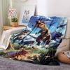 Jurassic Dinosaur Prehistoric Scene Print Fleece Blanket Soft Cozy Throw Blanket for Sofa Couch Bed Animal Lover Home Decor