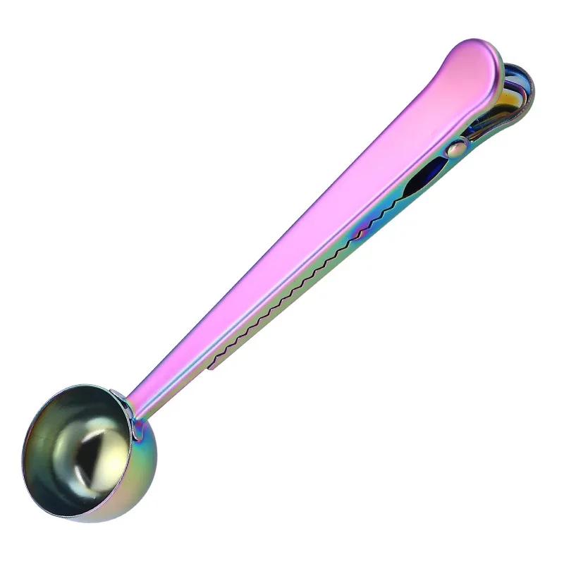 Multifunctional Sealing Clip Milk Powder Measuring Spoon Coffee Spoon Clip Two - in - one 430 Stainless Steel