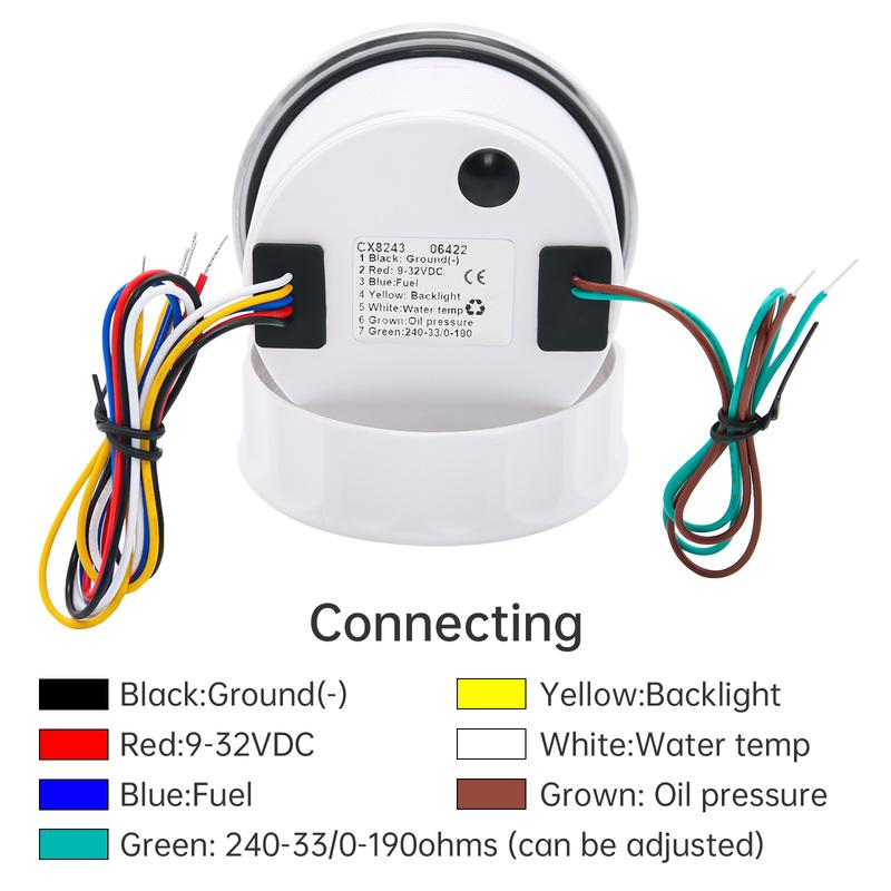 Red LED Pointer 85mm Gauge 0~10Bar Oil Pressure+Water Temp+Fuel Level Gauge+Voltmeter 0-190ohm Fuel Sensor Car Boat DC12V Custom