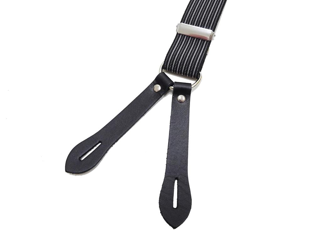 Dry Bones Suspenders with Leather Button Closure Fashion Accessory Black Free DSH-057 Men's (Men's Size)