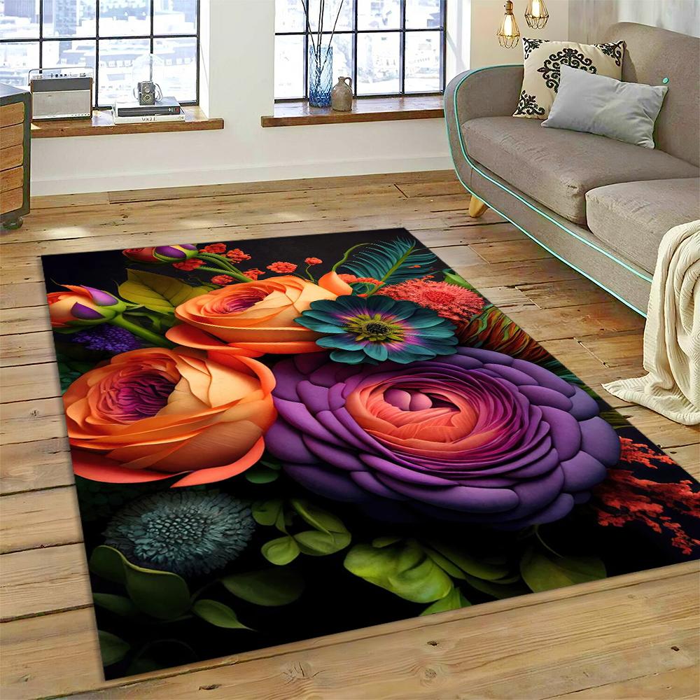 

HD Pretty Flower Daisy Rose Chrysanthemum Килимок для дому Вітальня Спальня Диван Придверний килимок Декор, Дитячий килимок Нековзкий килимок 40x60cm