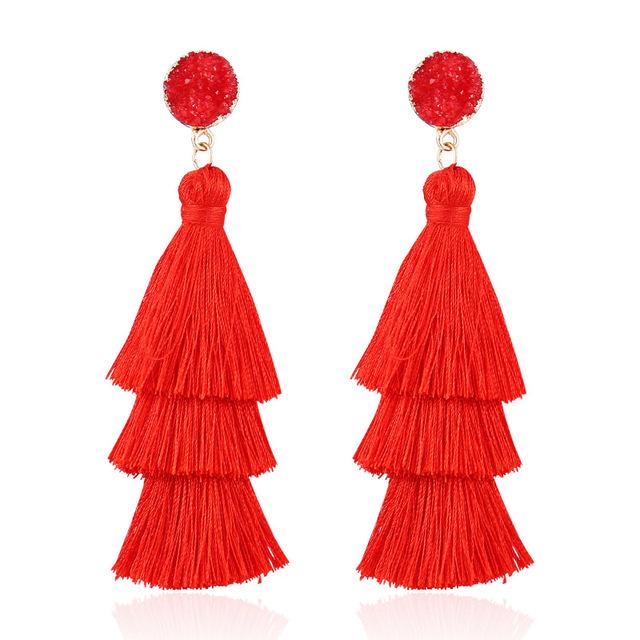 Orecchini lunghi multistrato con frange alla moda, temperamento semplice, orecchini in stile bosniaco, lotto da donna