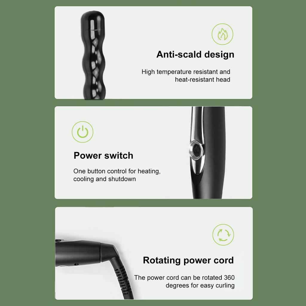 32mm Hair  ing Wand for    s, Gourd-Shaped Hair   , C amic Coated,   Fast Heat-Up, 5 Temp Settings (140 celsius -230 celsius ), Auto S