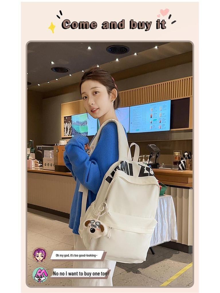 Versatile Letter Print Backpack for Students - Large Capacity for Junior High, High School, University, and Commuting.