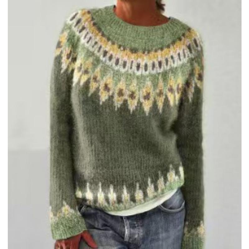 DAFIFY Dame Mote Casual Høst Vinter Rombemønster Langermet O-hals Gensere