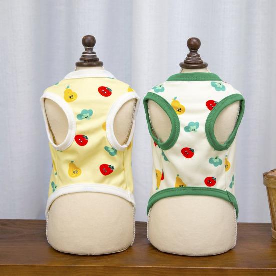 Dog T-shirts for Small Dogs Cute Fruit Print Sleeveless Pet Vest Breathable Button Down Puppy Clothes for Dogs Cats