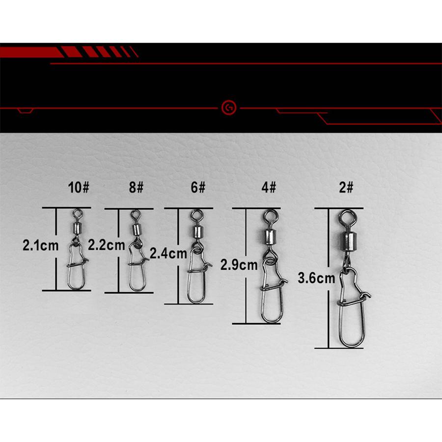 95/210pcs/Box Fishing Connector Swivels Interlock Pin Snap 2#-10# Rolling Swivel Beads for Fishhook Lure Fishing Accessories Set
