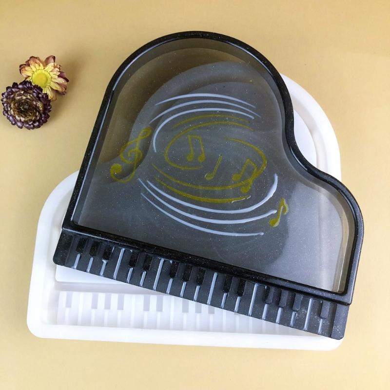 Flexible Silicone Resin Mold for Dish Epoxy Piano Shaped Tray Making Mould Creative Storage Plate Accessory Mould