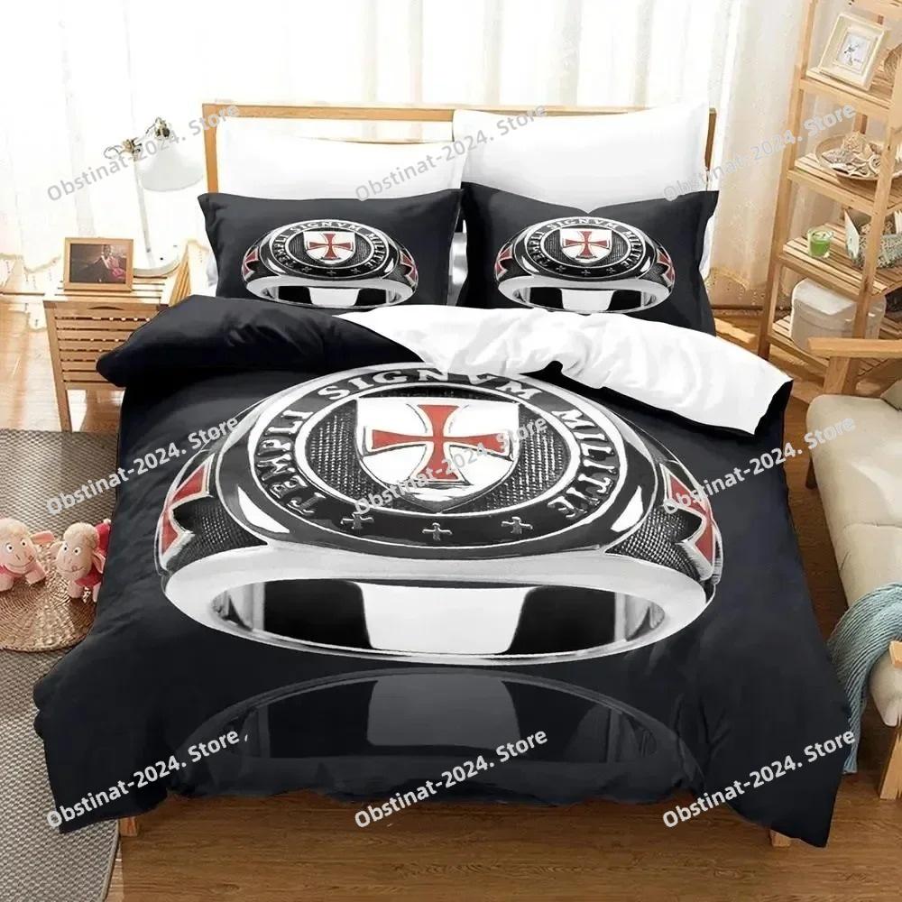 3D Print Christian Knights Templar Bedding Set Duvet Cover Bed Set Quilt Cover Pillowcase Comforter King Queen Size Boys Adult