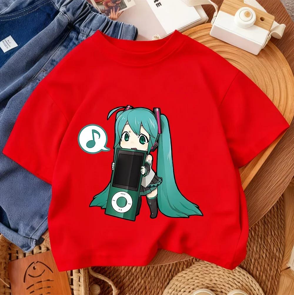 2026 Fashion Kids Summer T Shirt Hatsune Miku Cute Kawaii Cartoon Street Style Outfit 314Y 100