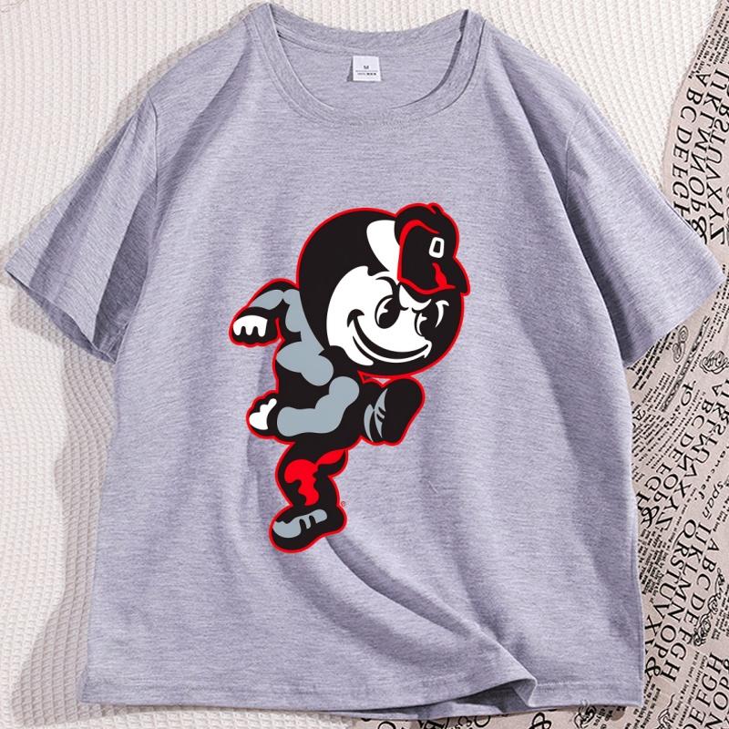 OhioState Buckeyes Printed T Shirt Vintage Brutus Graphic TShirt Football Tee for Men Women Casual Cotton Short Sleeve Tshirt