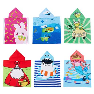 Children's Bath Towel Kids Hooded Bathrobes Cloaks Cartoon Printed Bath Towels