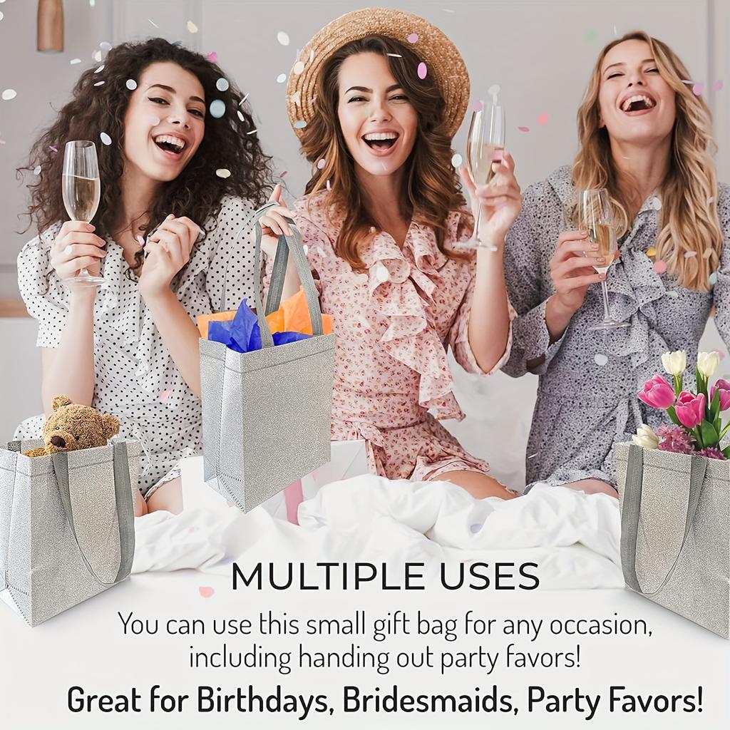 6pcs/set,20*25*10cm,7.87*9.84*3.94 Inches,reusable,small Gift Bags with Handles,glitter,suitable for Birthday,bridesmaid,party Gifts,grocery Shopping