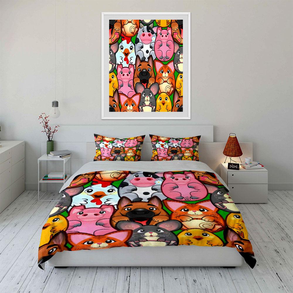 Animal-Themed Decorative Three-Piece Set  Kid'S And Adults' Bedroom Decor, Exquisite Three-Piece Bedding Set Gift