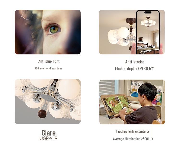 French Luxury Glass Chandelier - Modern Minimalist Lighting for Bedroom or Study