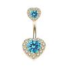 1pcs Red Zircon Curved Heart Belly Button Ring 14G Sexy Body Navel Piercing Nombril for Women Stainless Steel Blue Color Belly R