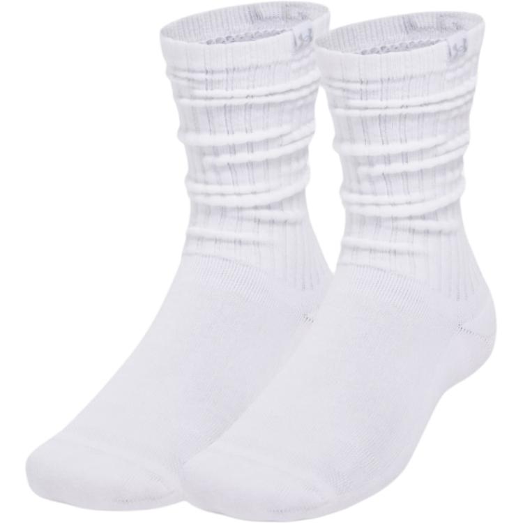 Under Armour Sportstyle Crew Socks Unisex 2 Pack White 1390129-100 M13-16