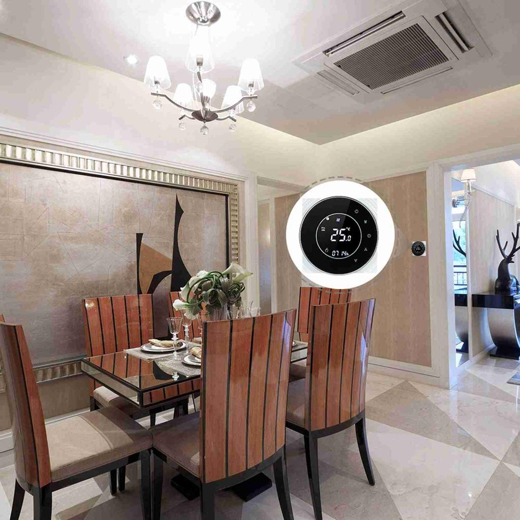 Programmable Gas Boiler Heating Thermostat Boiler Heating Temperature Controller LCD Touchscreen with Backlight Voice