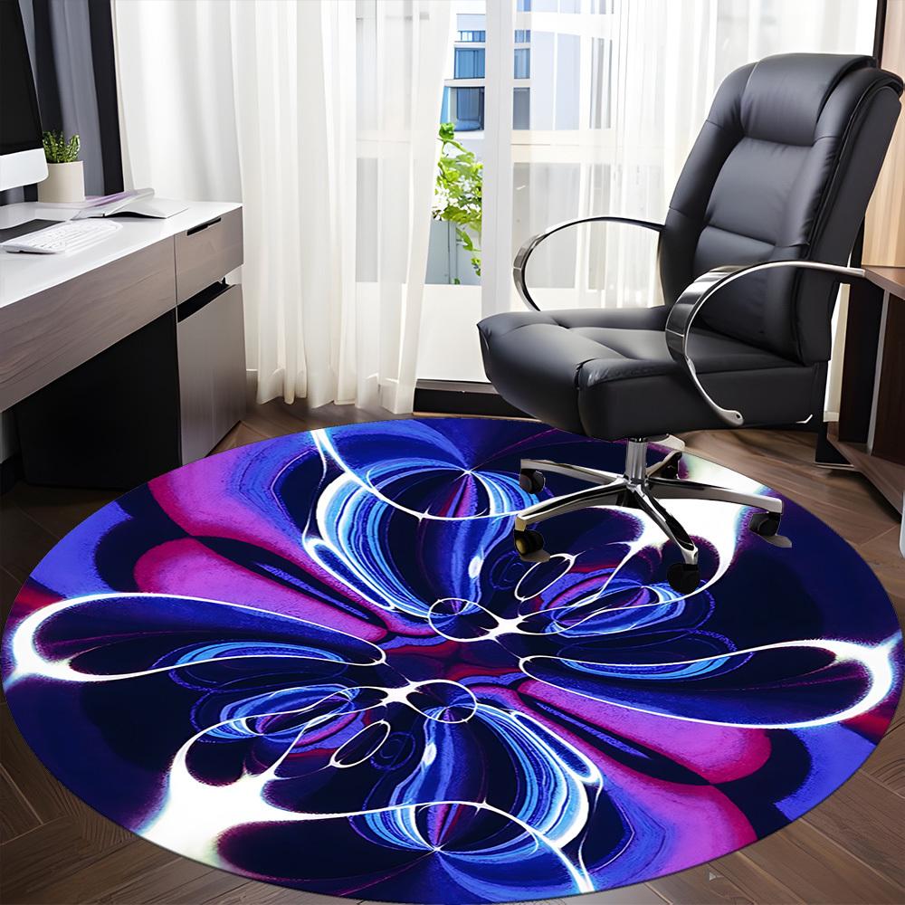1PC Abstract Artwork Office Round Rug, Non slip, Soft and Durable Office Rug for Interior Decoration, Perfect for Office