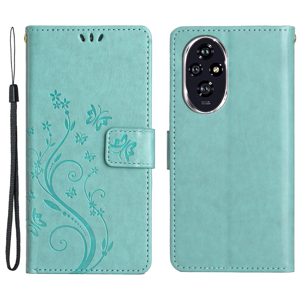 For Honor 200 Pro 5G Case Butterfly Flower Pattern Leather Phone Wallet Cover