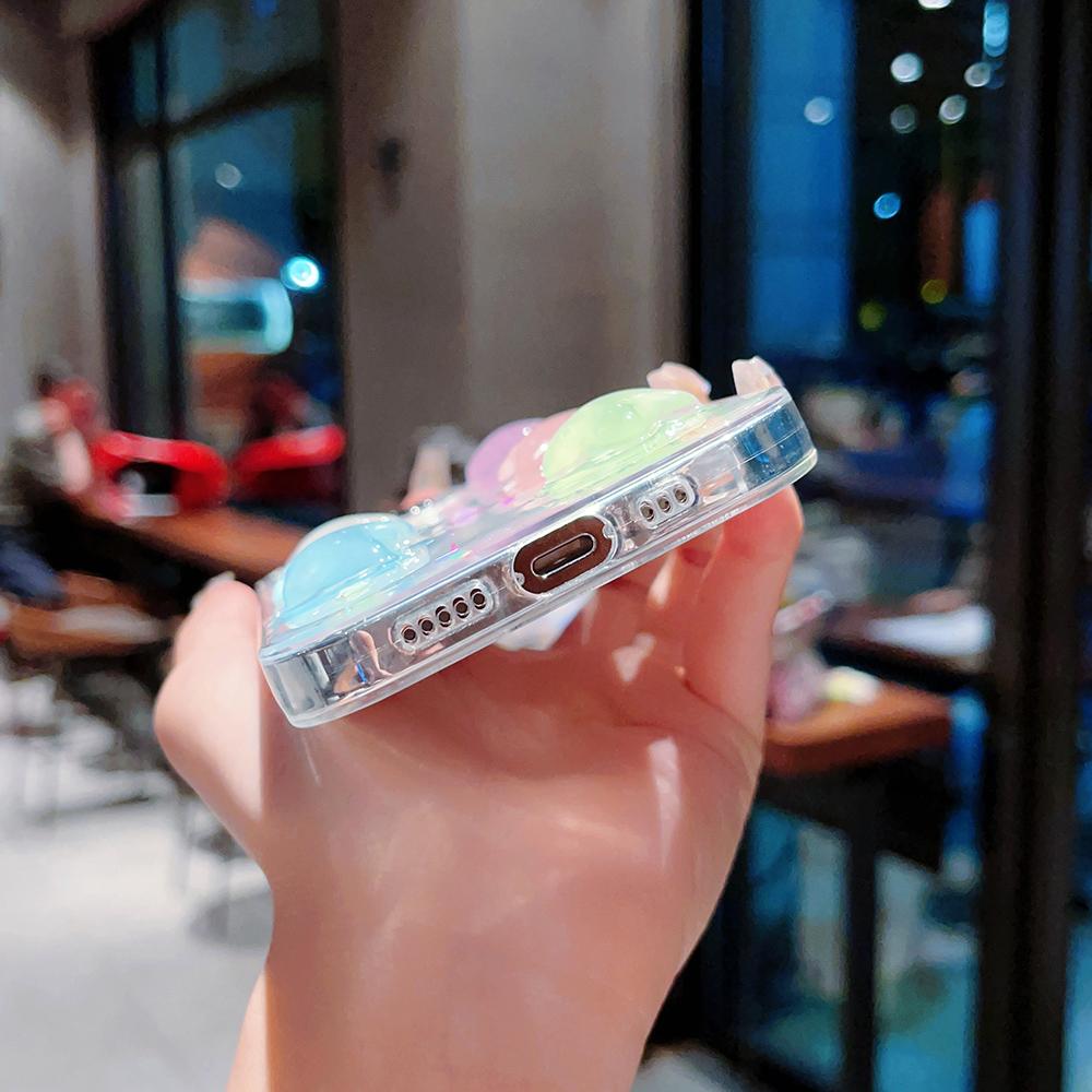 Super Cute Glow in dark Case for iPhone 16 15 14 13 17 Pro Max Cases Shockproof IPhone 17 air Soft Cover 3D Star kawaii Coque