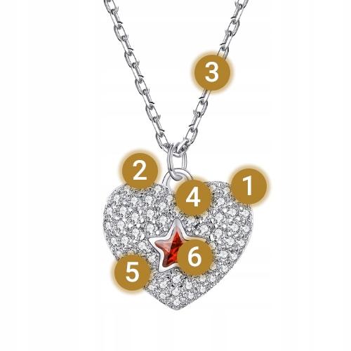 Chain Pr 925 Heart With Cubic Zirconia Crystal Heart Star