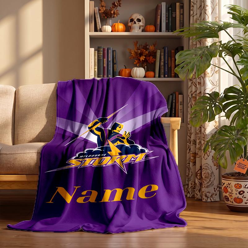 Melbourne Storm Custom Flannel Blankets Soft Warm Cozy Throws for Home Decor Holiday Gifts