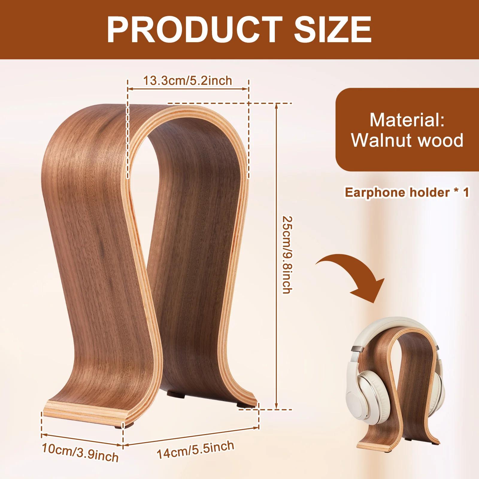 

U-shaped Headphone Stand Wooden Desk Headphone Holder Universal Compatibility Gaming Display Stand for Countertop Tidy Storage