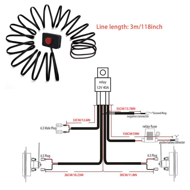 Car Horn Relay Wiring Harness Kit and Horn Push Button with 3 Meters Wire for Car Truck Grille Mount Blast Tone Horns