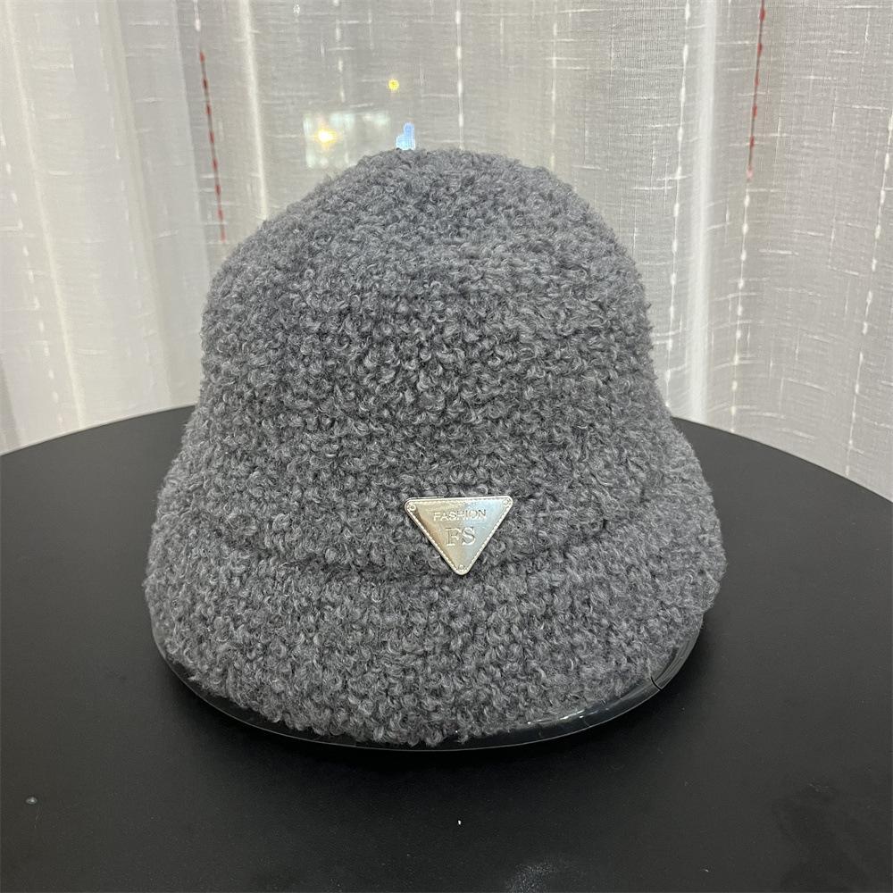 New Autumn and Winter Thickened Plush Hat Women's Cold-proof Versatile Fashion Warm Lamb Wool Basin Hat Ear Protection Bucket